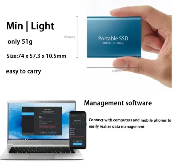 Duro USB 3.0 Type C ssd external hard drive 1TB to 64TB Laptops / Desktops